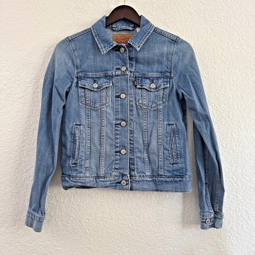 Levi's Classic Blue Denim Jean Trucker Jacket Light Wash Womens Size S